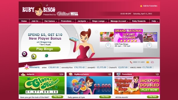 Ruby Bingo | Spend £5 and Get £10 Free