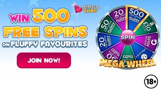 WIN Up To 500 Free Spins at Bingo Fling