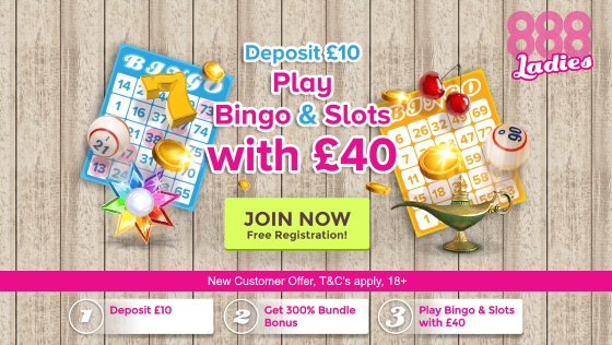 888 Ladies – Deposit £10 and Play with £40