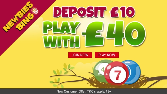 Newbies Bingo – Deposit £10 Play with £40