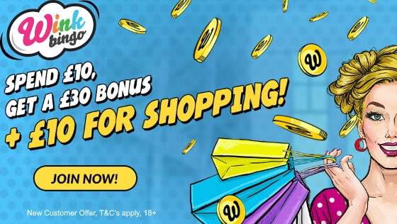 Wink Bingo | Spend £10 Get a £30 Bonus
