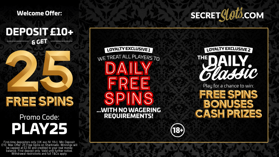 Secret Slots – Deposit £10 Get 25 Free Spins