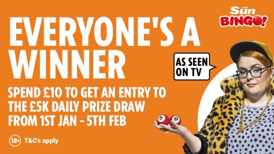 Sun Bingo – WIN a share of £5,000 in DAILY cash and bonus prizes!