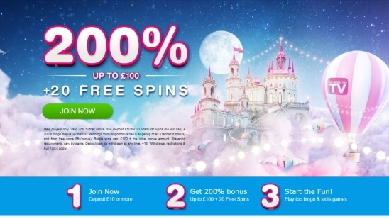 Moon Bingo – 200% Bonus up to £100 + 20 Free Spins